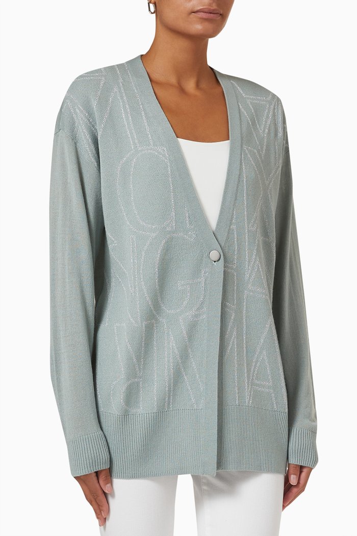 

Logo-print Cardigan in Knit, Green