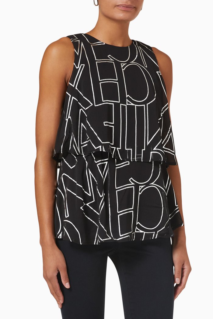 

Layered Logo-print Top, Black