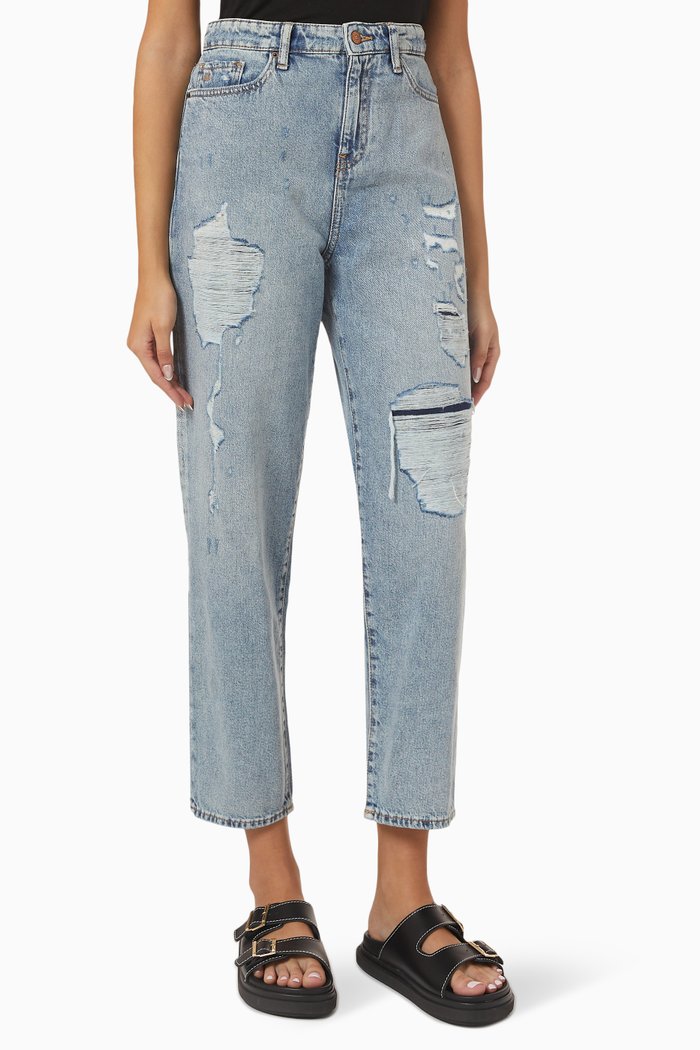 

Distressed Relaxed-fit Jeans in Denim, Blue