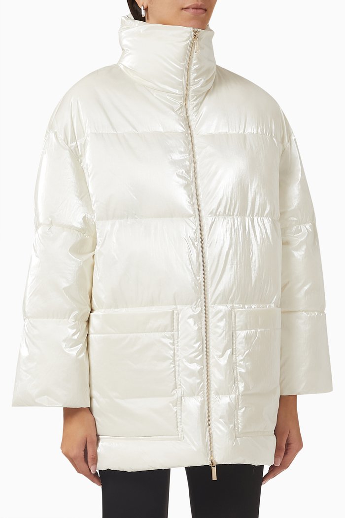 

Quilted Long Sleeve Coat, White