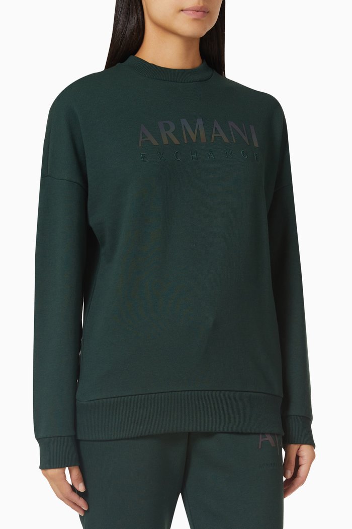 Logo-print Sweatshirt in Cotton-blend, Green