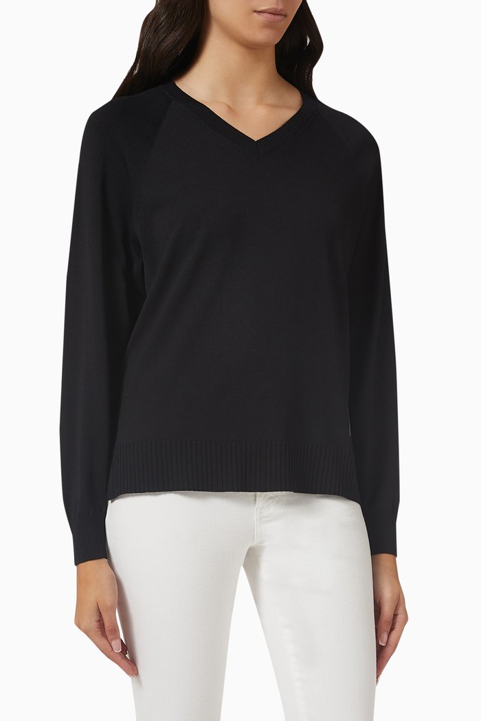 

Logo Patch V-neck Sweater, Black