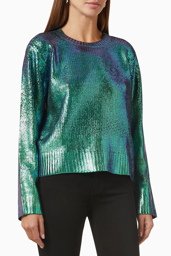 

Flashy Metallic Crewneck Sweatshirt in Acrylic, Multicolour