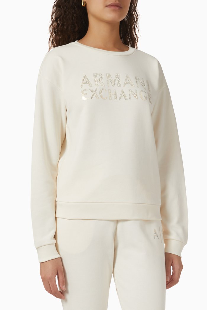 

AX Logo Sweatshirt in Cotton Jersey, White