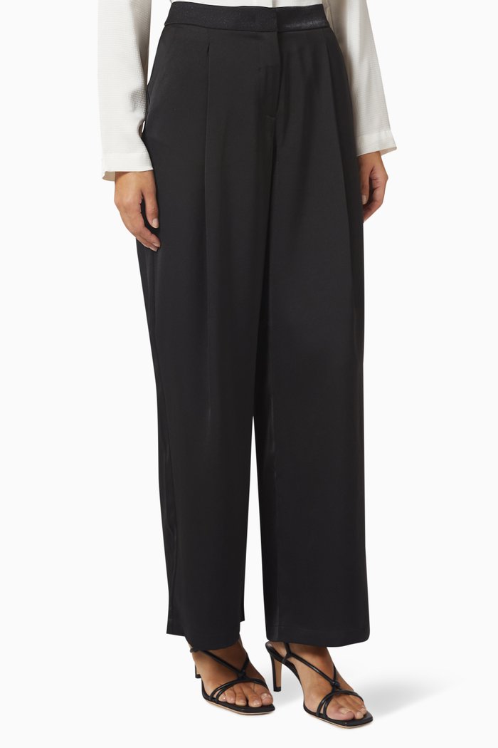 

Wide-leg Pants in Satin, Black