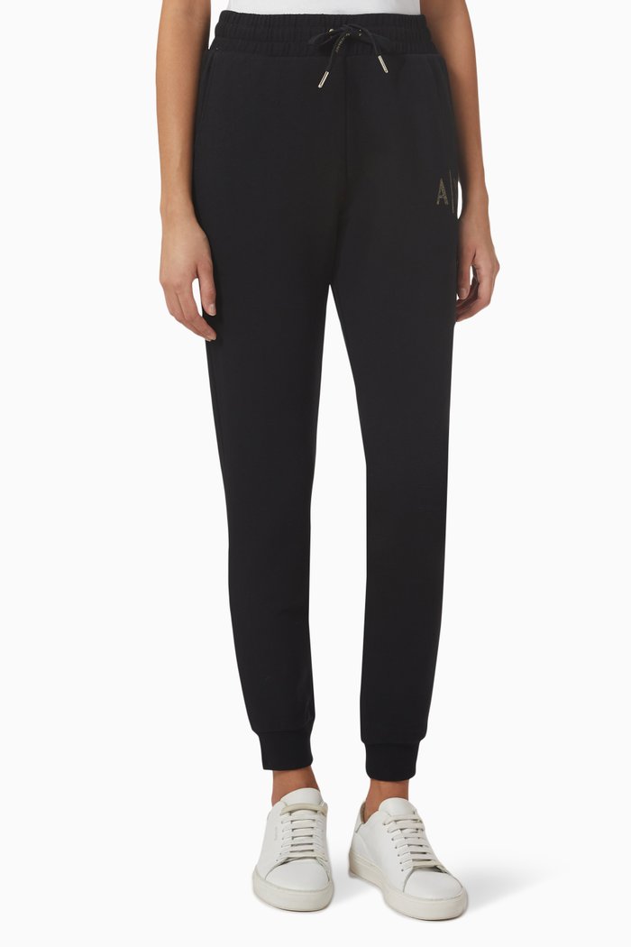 

AX Logo Sweatpants in Cotton Jersey, Black