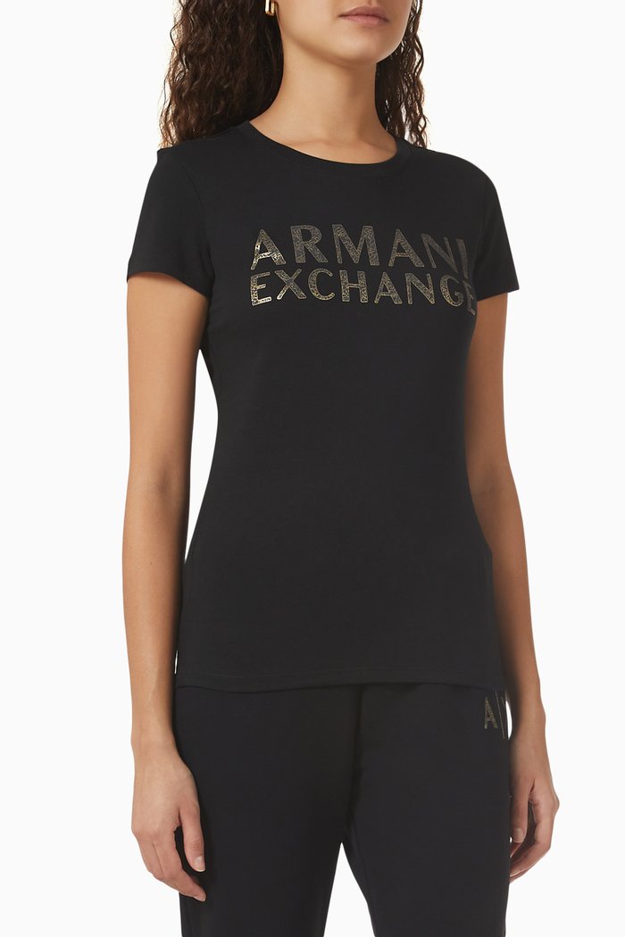 

AX Logo T-shirt in Cotton Jersey, Black