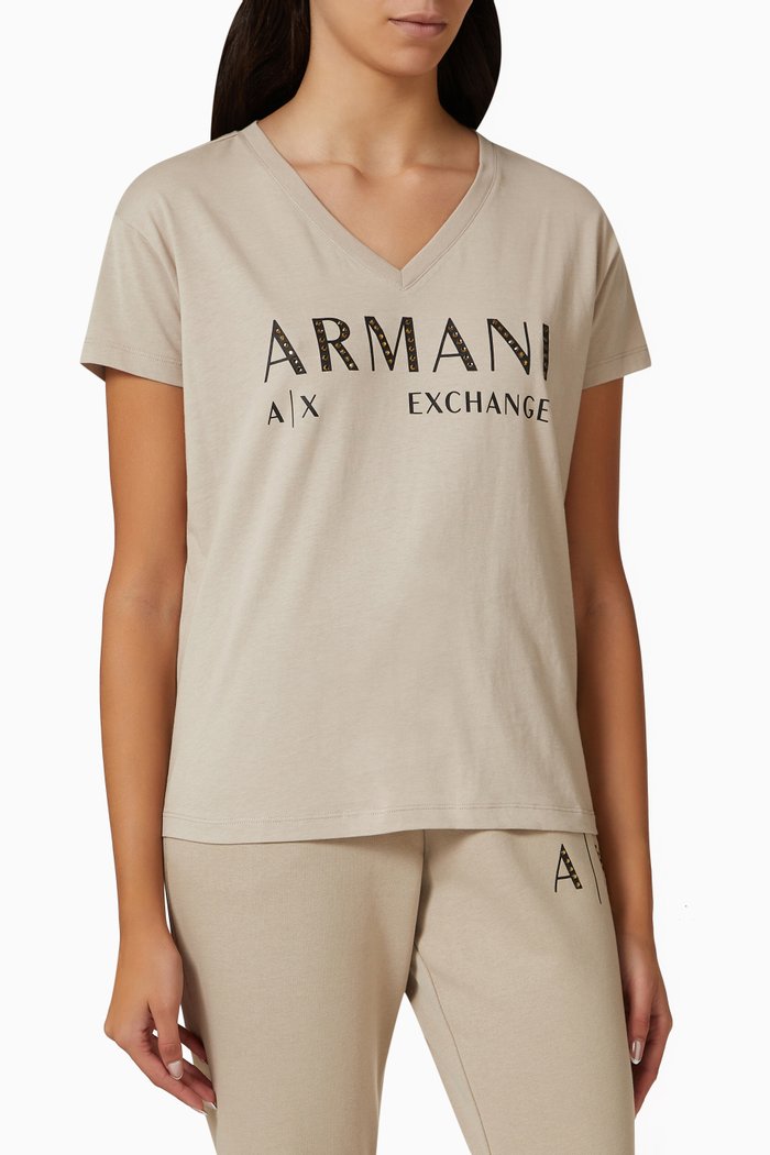 

AX Lettering Logo T-shirt in Cotton, Neutral