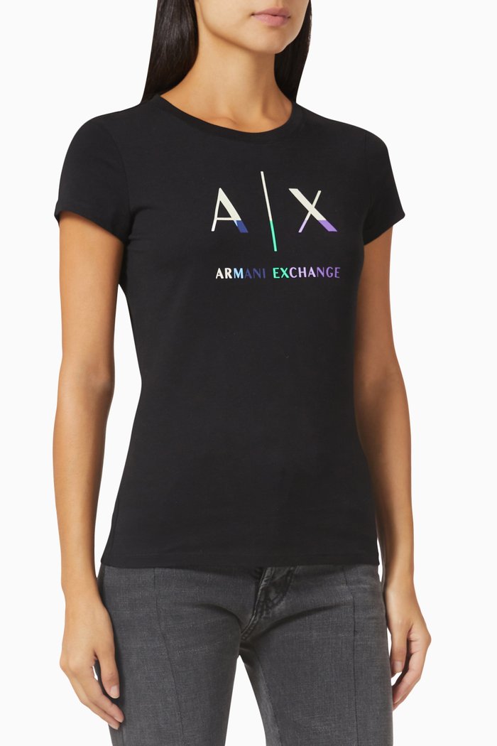 

AX Logo Slim-fit T-shirt in Cotton-jersey, Black