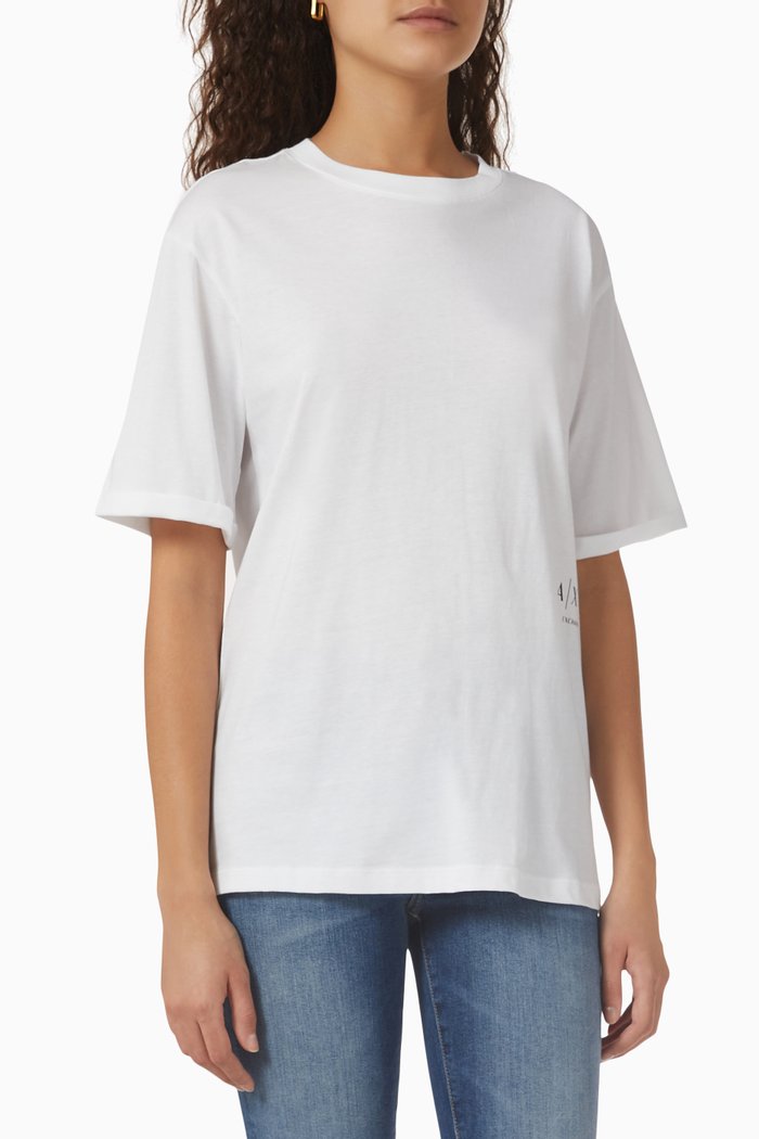 

AX Glitter Logo T-shirt in Cotton Jersey, White