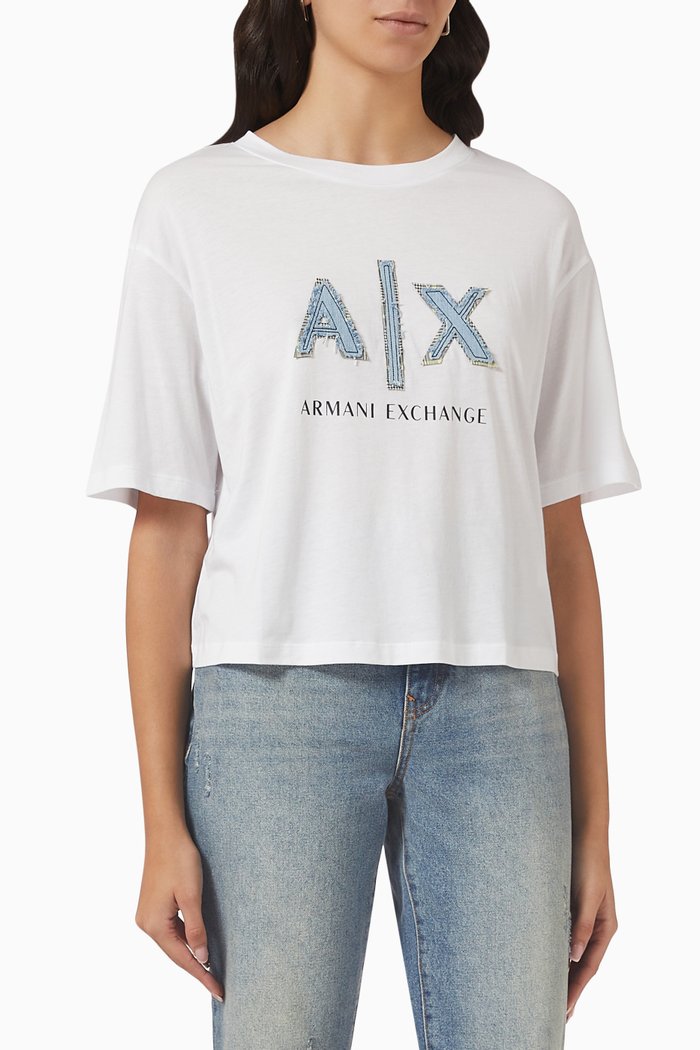 

AX Logo-appliquéd T-shirt in Cotton-jersey, White