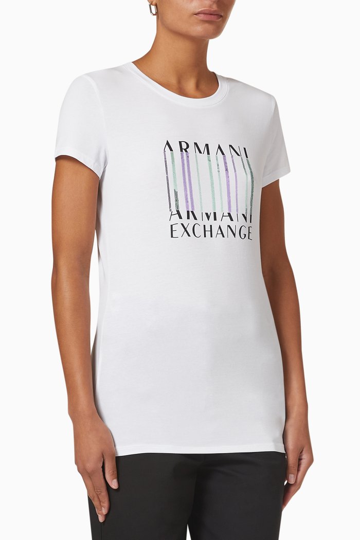 

Sequin Logo T-shirt in Cotton, White