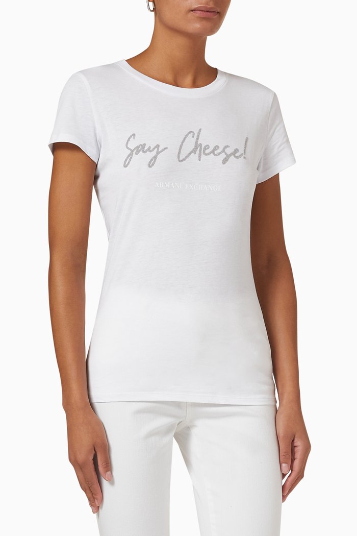 

Slogan Print T-shirt in Cotton, White