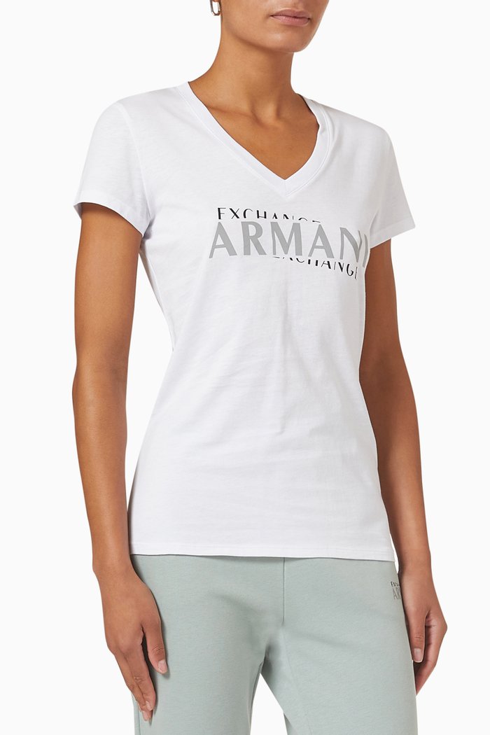 

Logo V-neckline T-shirt in Cotton, White