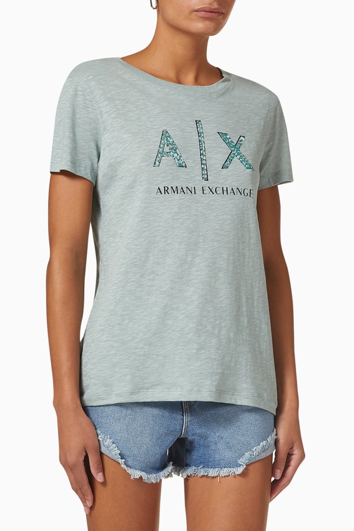 

Sequin Logo T-shirt in Jersey, Green