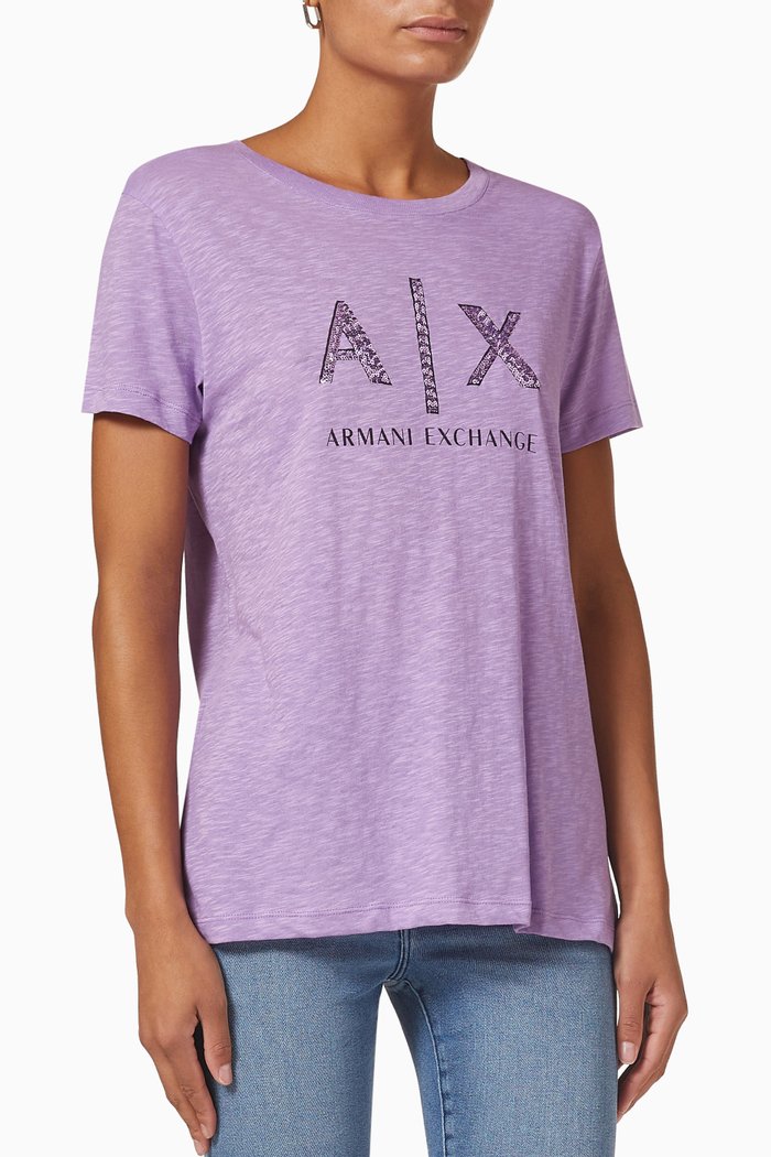 

Sequin Logo T-shirt in Cotton, Purple