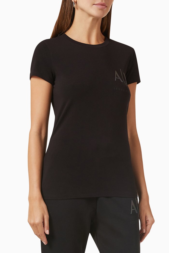 

AX Logo Slim-fit T-shirt in Cotton-jersey, Black