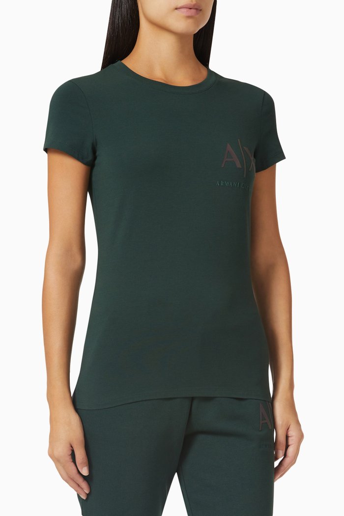 

AX Logo Slim-fit T-shirt in Cotton-jersey, Green