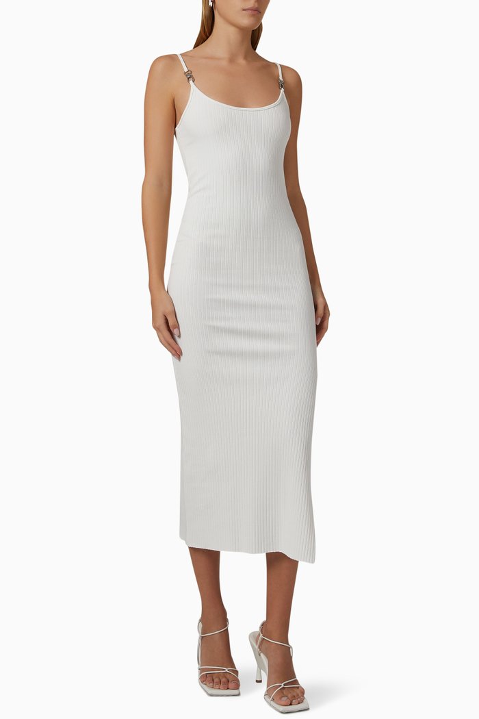 

Hardware Midi Dress in Rib Knit, Neutral