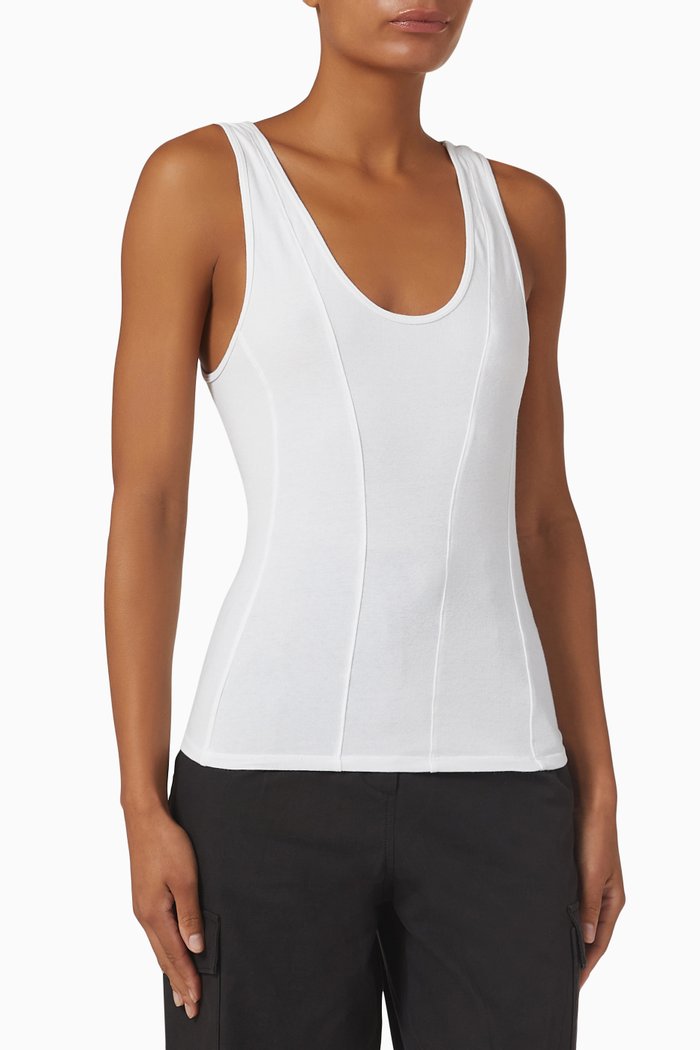 

Seamed Tank Top in Cotton Jersey, White