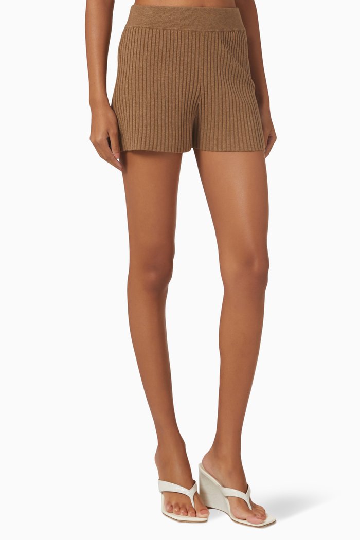

Shorts in Cotton Blend Knit, Brown