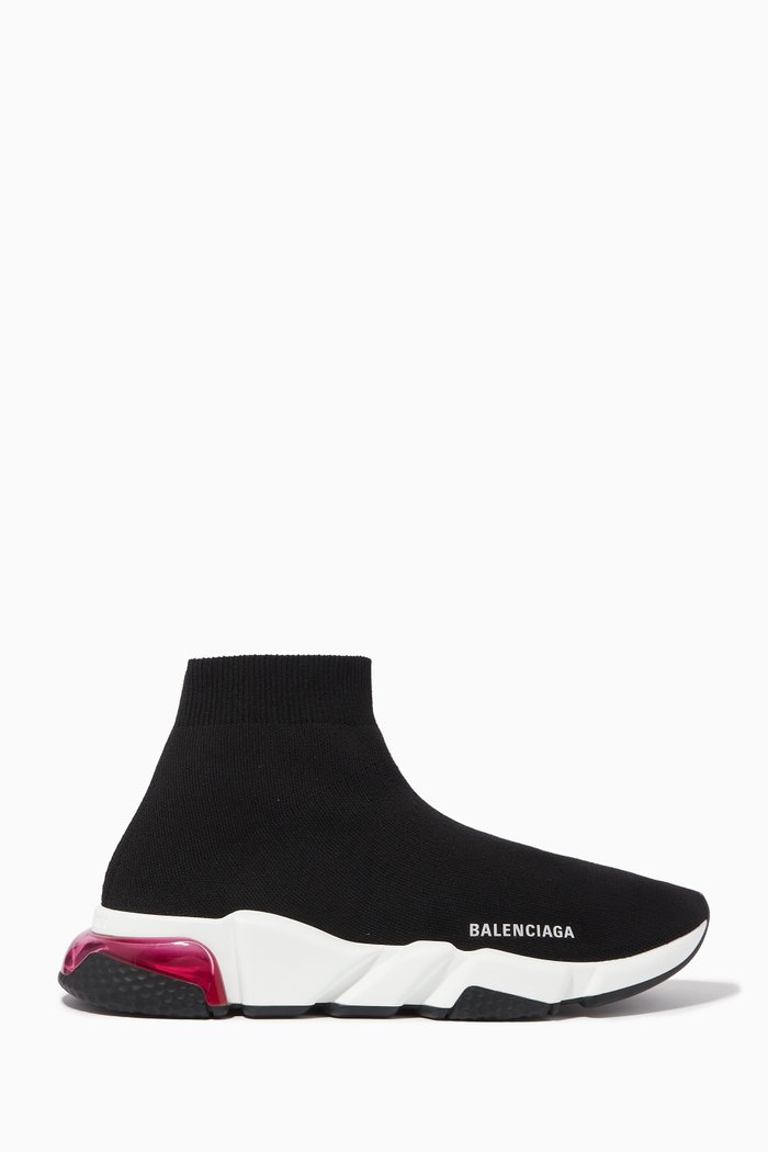 Speed Clear Sole Sneakers in Recycled Knit, Black