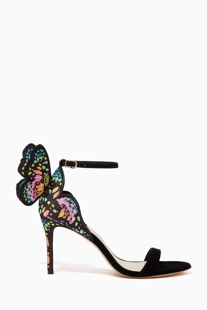 

Chiara 85mm Heel Sandals in Textile & Leather, Black