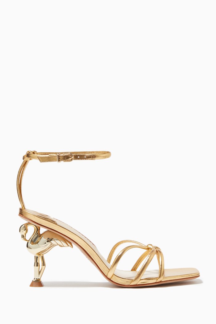 

Flo Flamingo Sandals in Metallic Leather, Gold