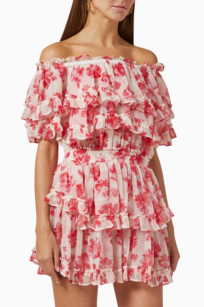

Isella Off-shoulder Dress in Chiffon, Pink