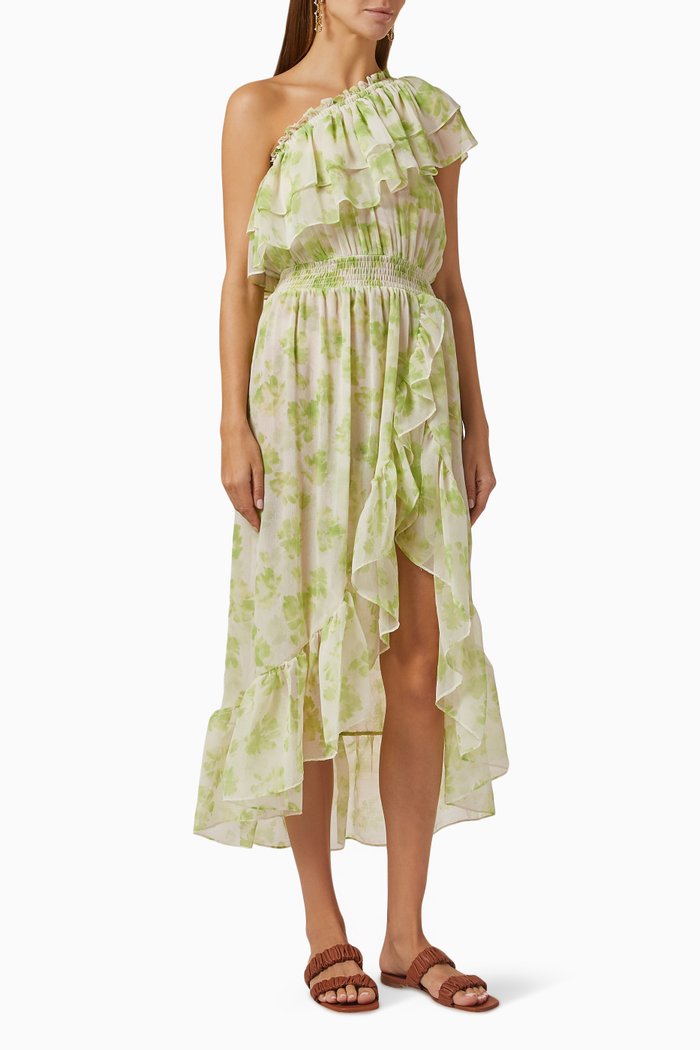 

Rumi One-shoulder Dress in Chiffon, Green