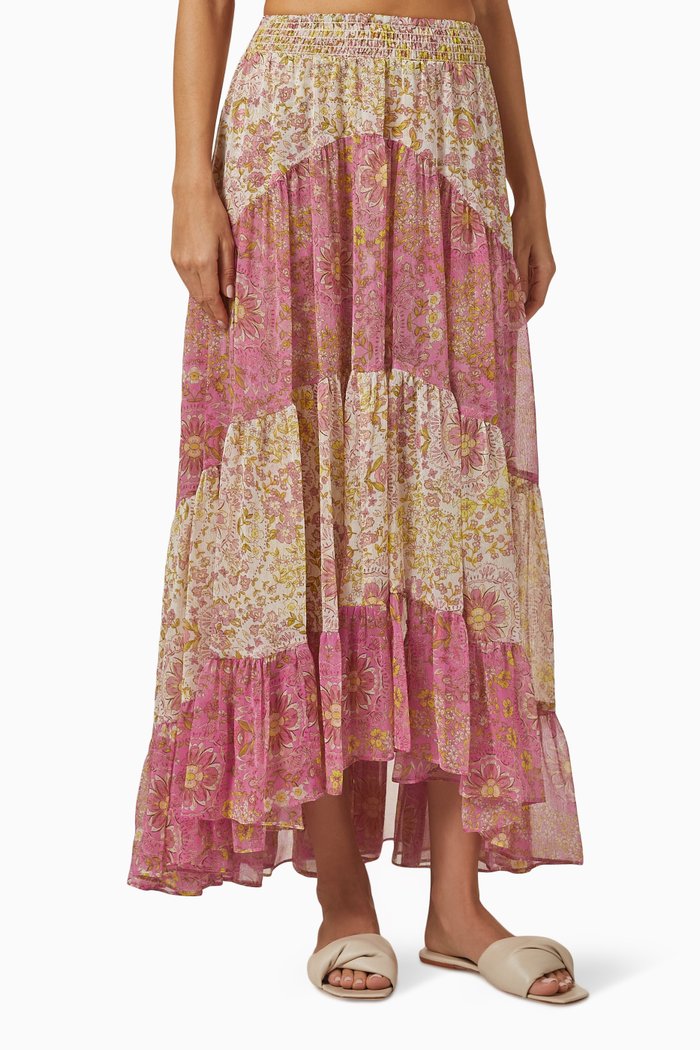 

Marie Maxi Skirt in Chiffon, Multicolour