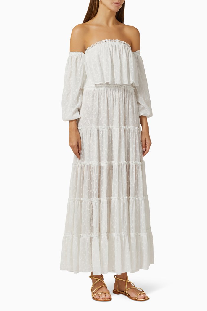 

Cassandra Off-the-shoulders Dress in Chiffon, White