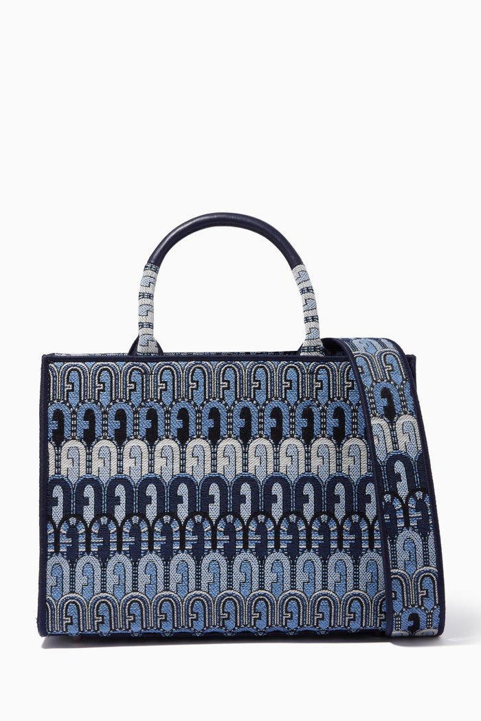 

Opportunity Small Tote Bag in Logo Jacquard, Blue