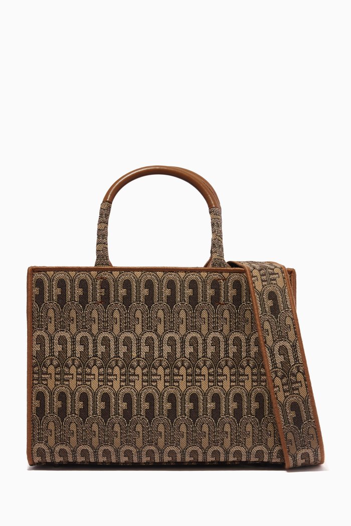

Opportunity Small Tote Bag in Logo Jacquard, Brown