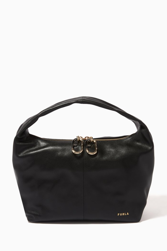 

Small Ginger Shoulder Bag in Calfskin, Black