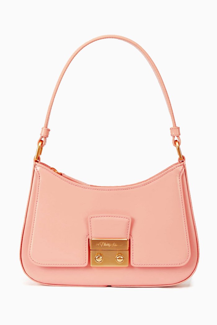 

Pashli Baguette Shoulder Bag in Leather, Pink