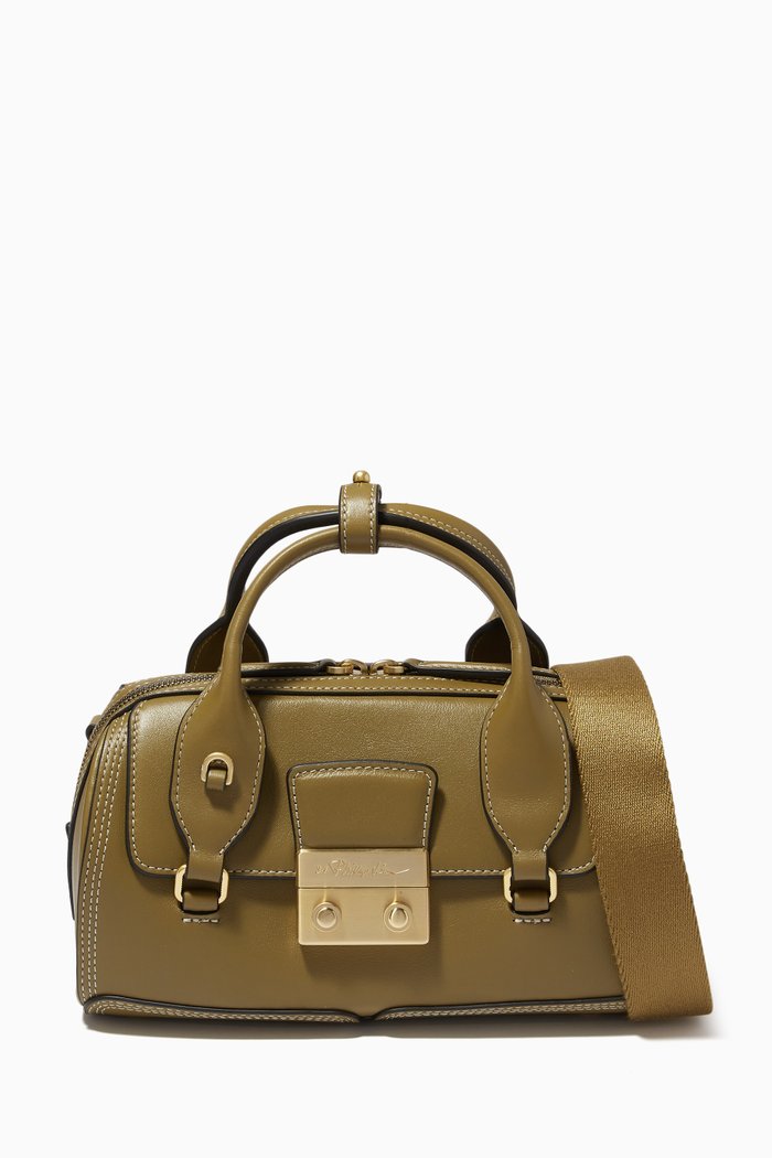 

Pashli Duffle Shoulder Bag in Smooth Leather, Brown