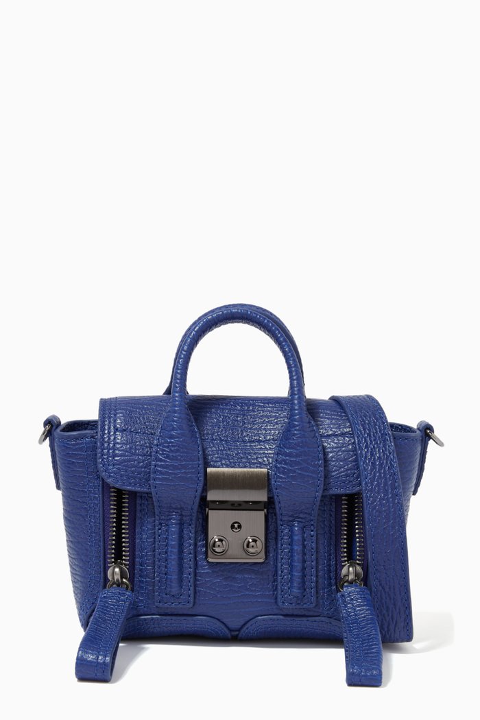 

Pashli Nano Satchel Bag in Bridle Leather, Blue