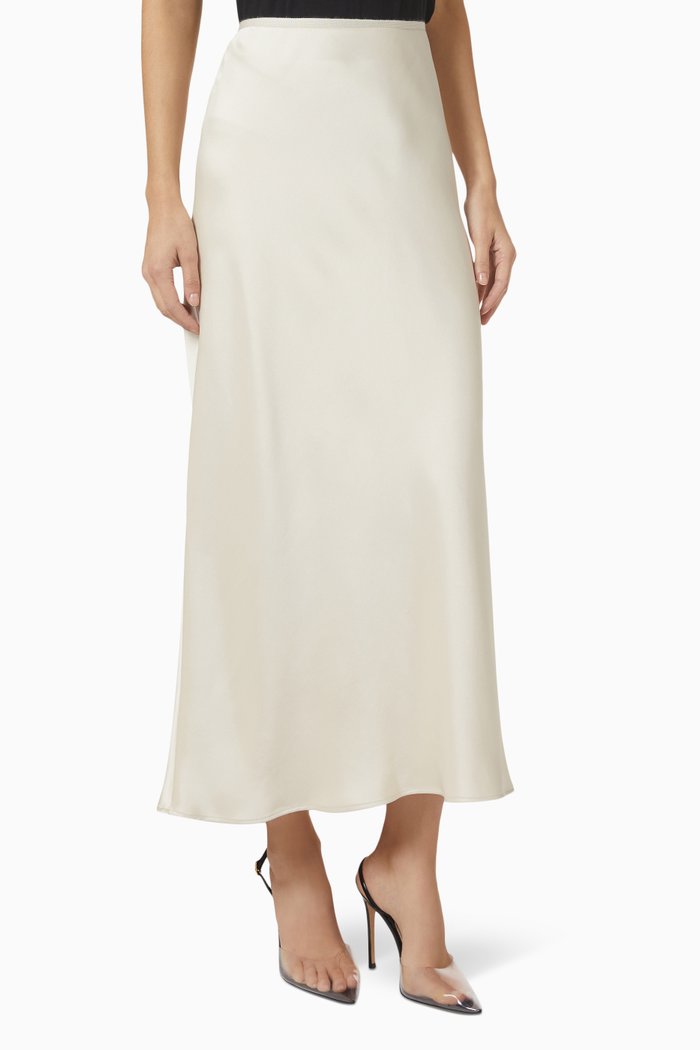 

Simona Midi Skirt in Satin, White