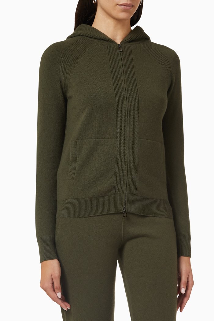 

Hoodie Jacket in Wool-knit, Brown