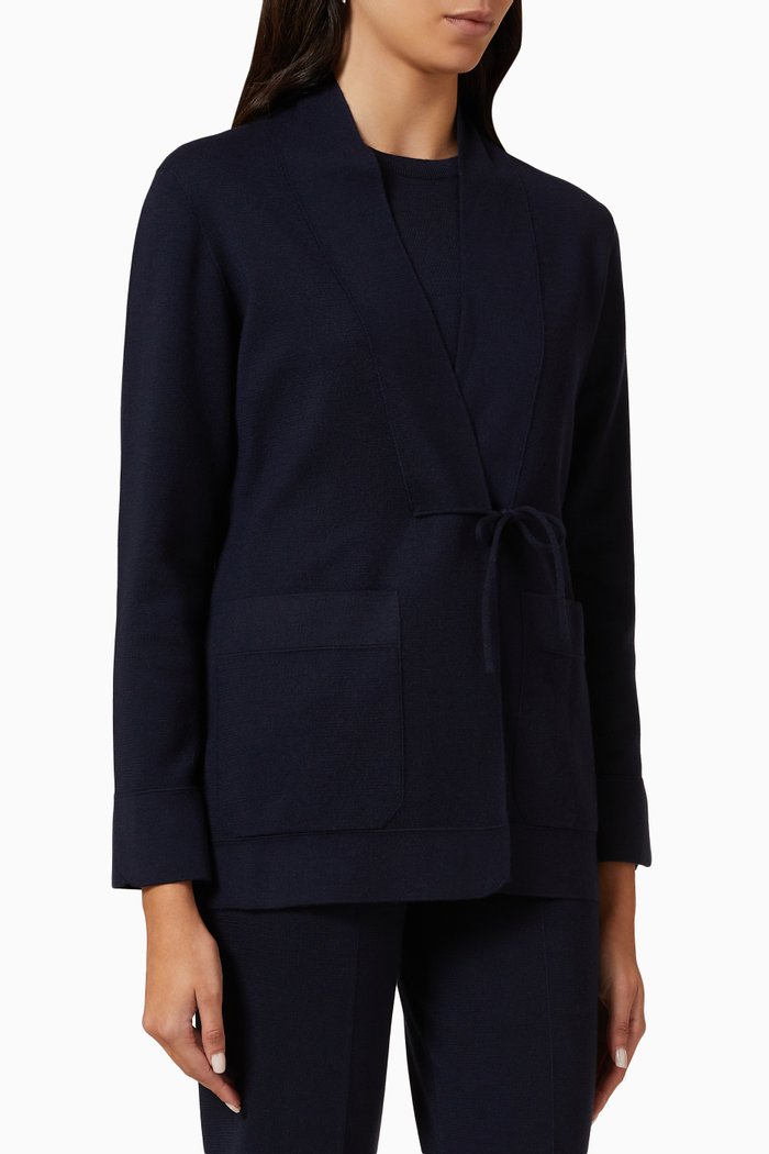

Burford Tie-up cardigan in Cashmere-silk, Blue