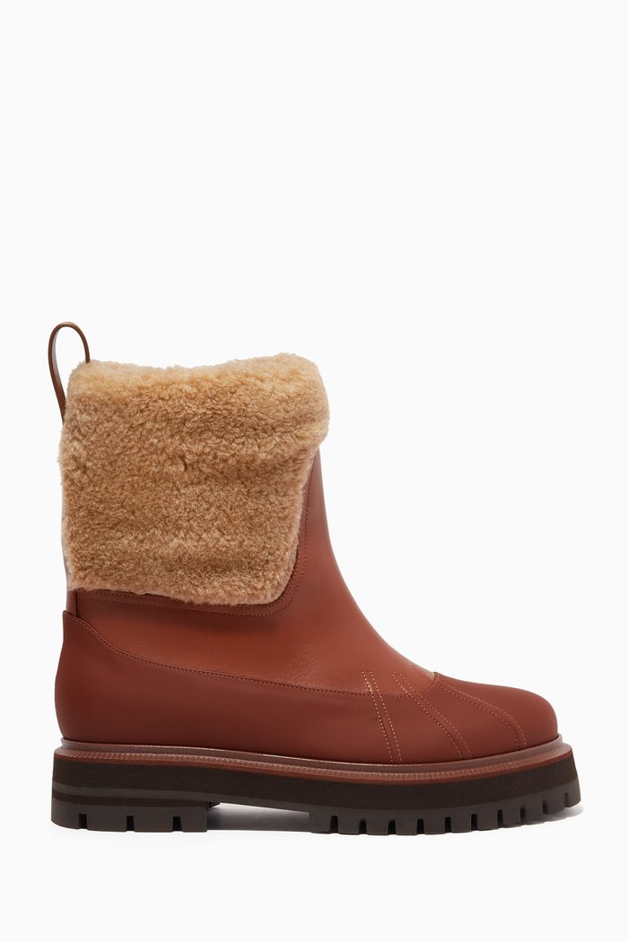 

Regent Ankle Boots in Cashfur & Leather, Brown