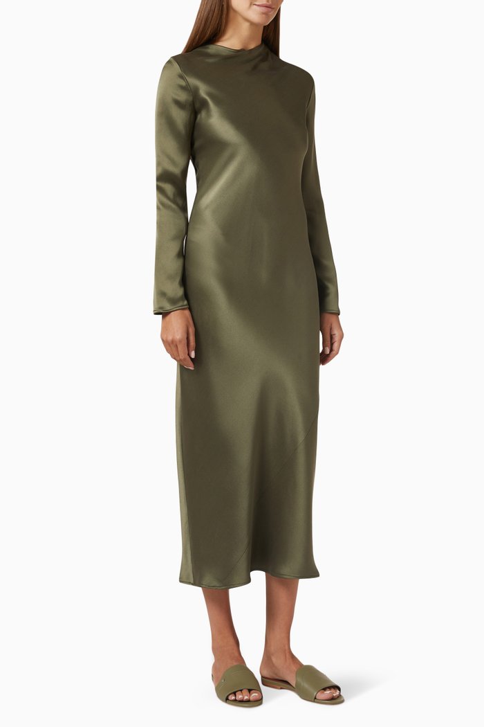 

Vera Midi Dress in Silk-satin, Brown