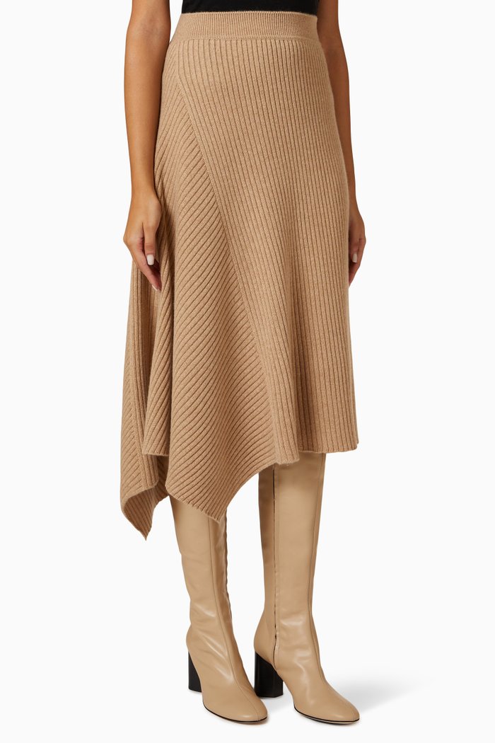 

Mellbreak Asymmetrical Midi Skirt in Baby Cashmere, Neutral