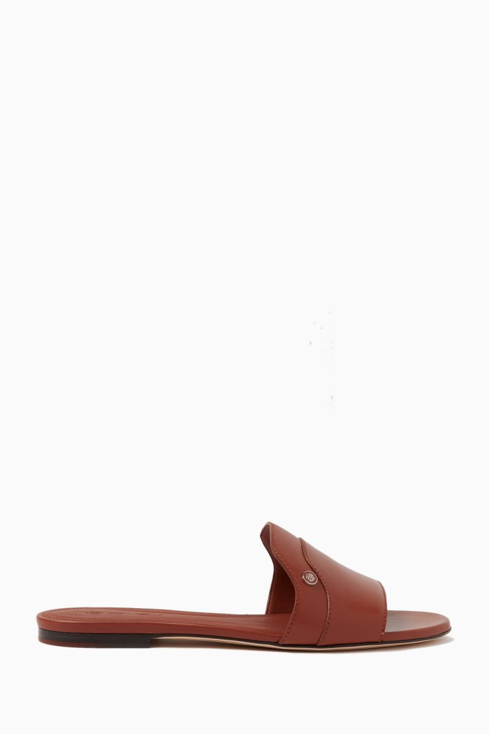 

Sesia Flat Sandals in Smooth Leather, Brown