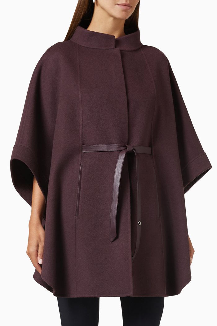Salzburg Belted Cape in Cashmere, Burgundy