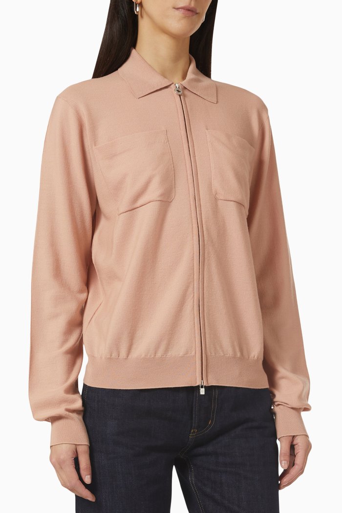 Valsesia Bomber Jacket in Wool, Pink