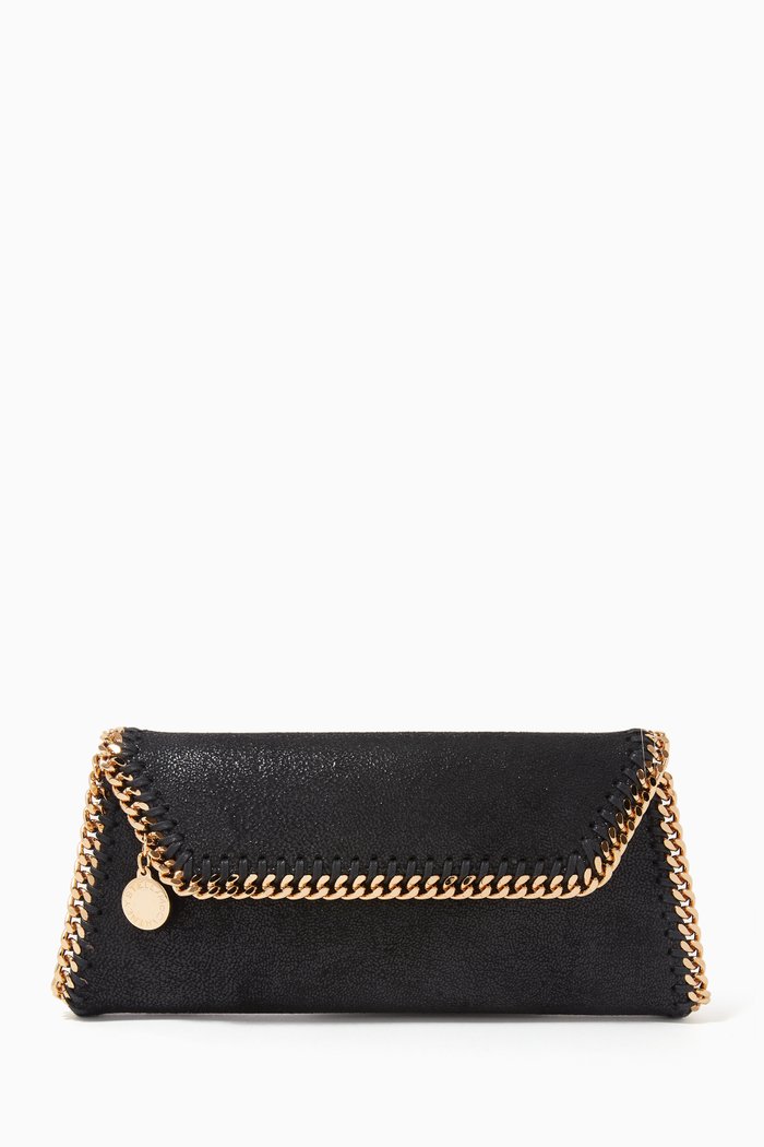 

Falabella Clutch in Faux Shaggy Deer Leather, Black