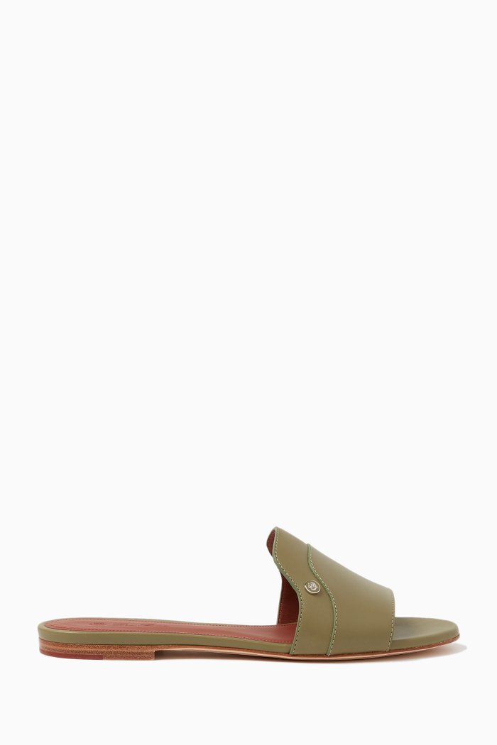 

Sesia Flat Sandals in Leather, Green