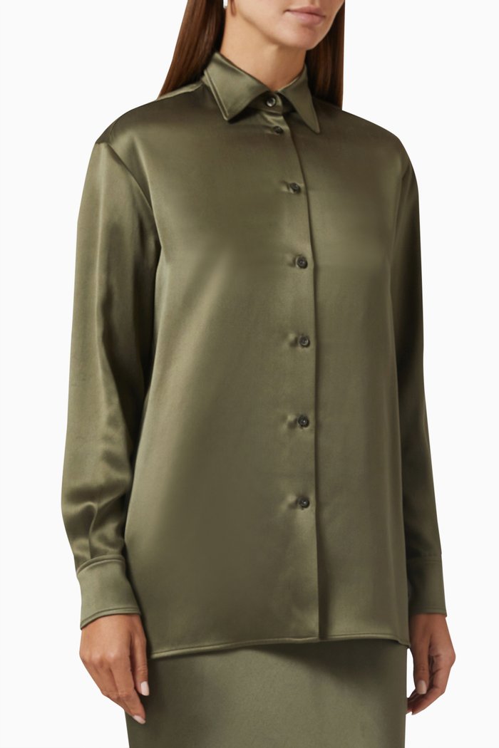

Diletta Shirt in Silk-satin, Brown